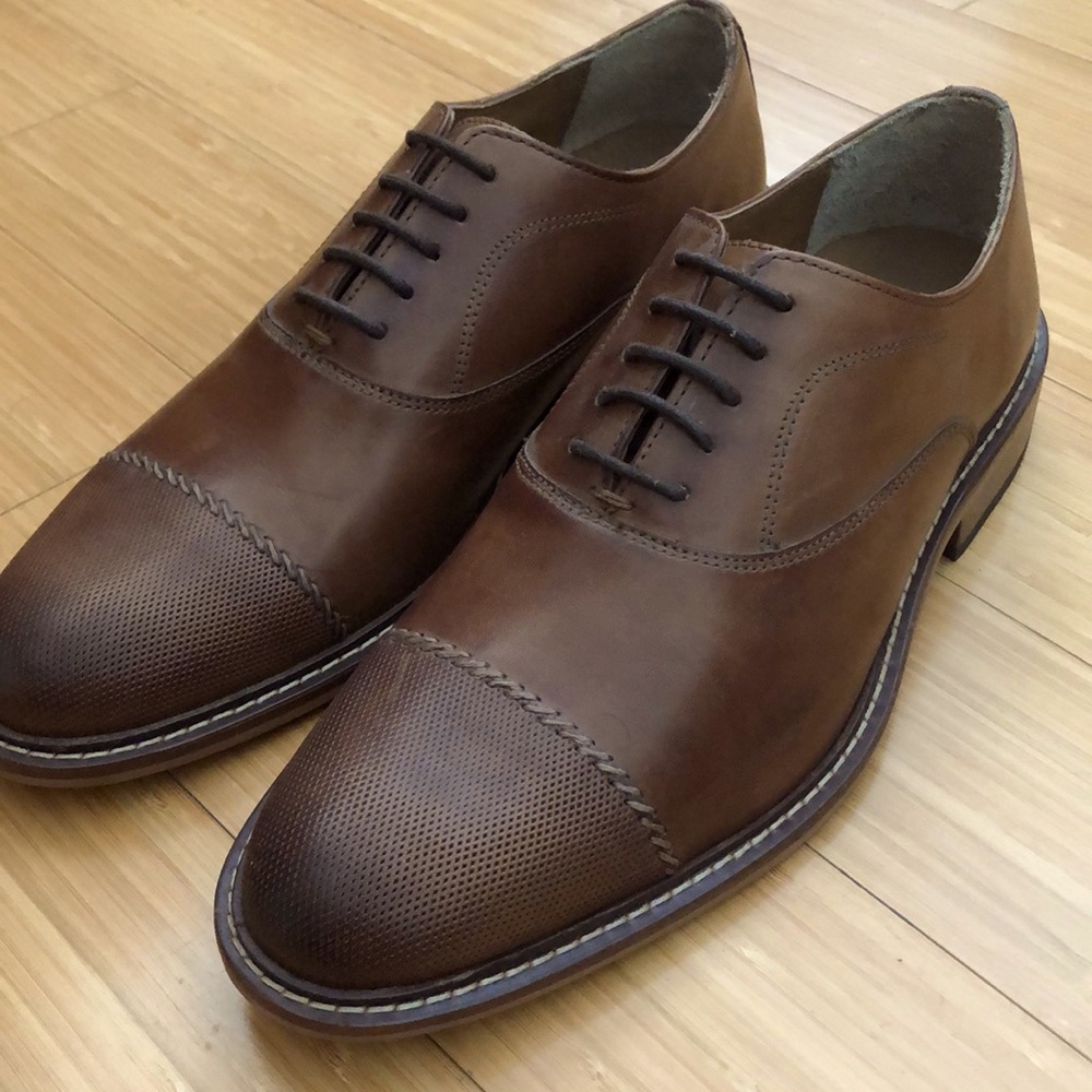 New Giorgio Brutini Men’s Brown Leather Oxford Dress Shoes - Sz 9